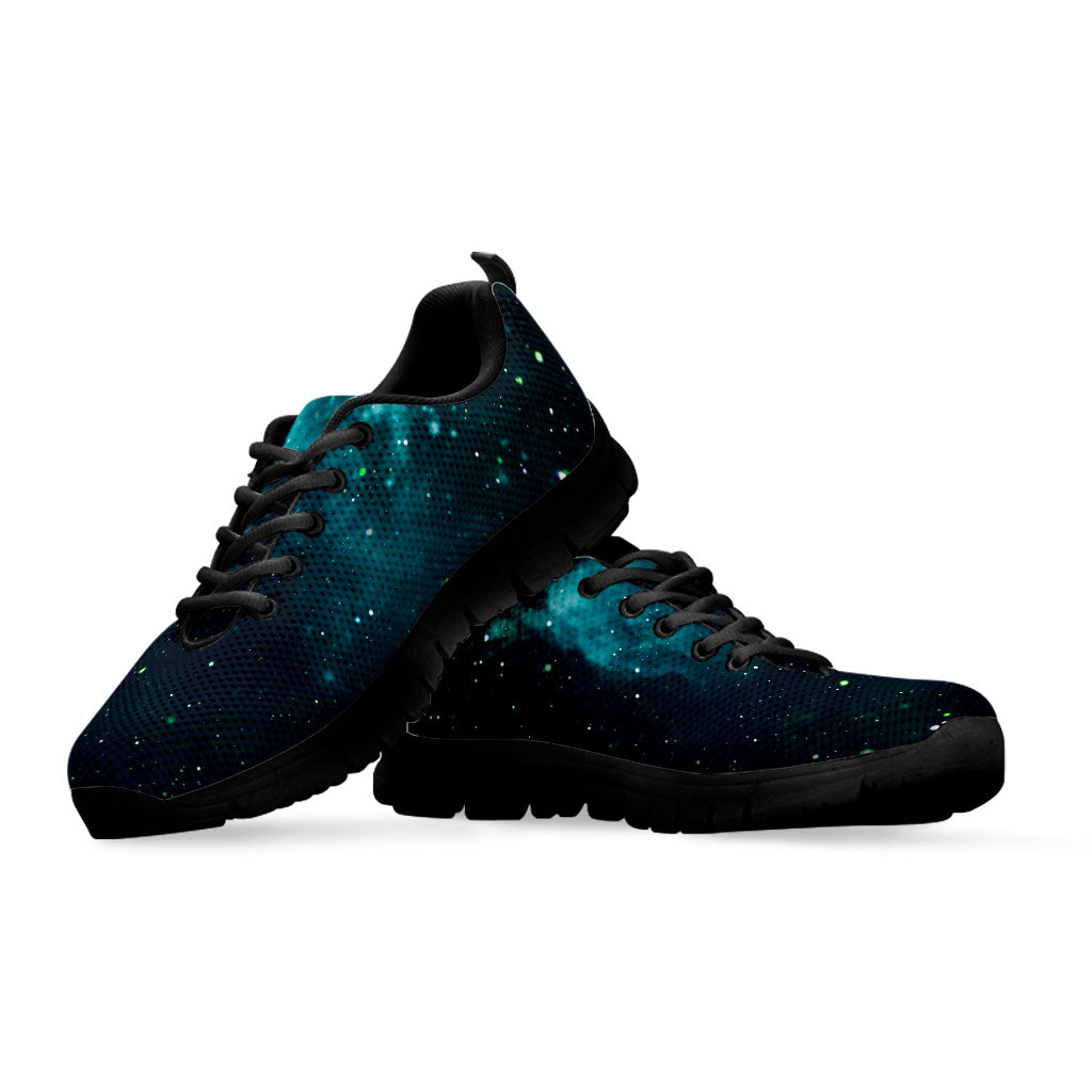 Dark Teal Galaxy Space Print Black Running Shoes