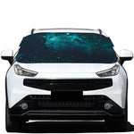 Dark Teal Galaxy Space Print Car Windshield Snow Cover