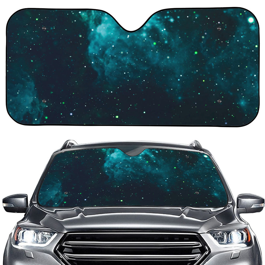 Dark Teal Galaxy Space Print Car Windshield Sun Shade