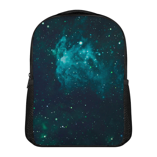 Dark Teal Galaxy Space Print Casual Backpack