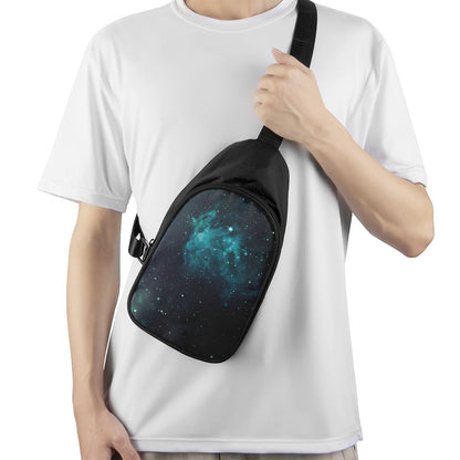 Dark Teal Galaxy Space Print Chest Bag