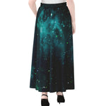 Dark Teal Galaxy Space Print Chiffon Maxi Skirt
