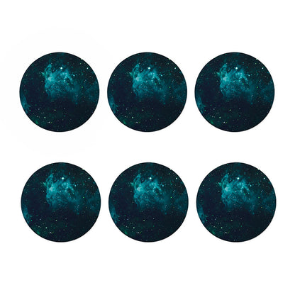 Dark Teal Galaxy Space Print Coaster Set