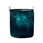 Dark Teal Galaxy Space Print Collapsible Laundry Basket