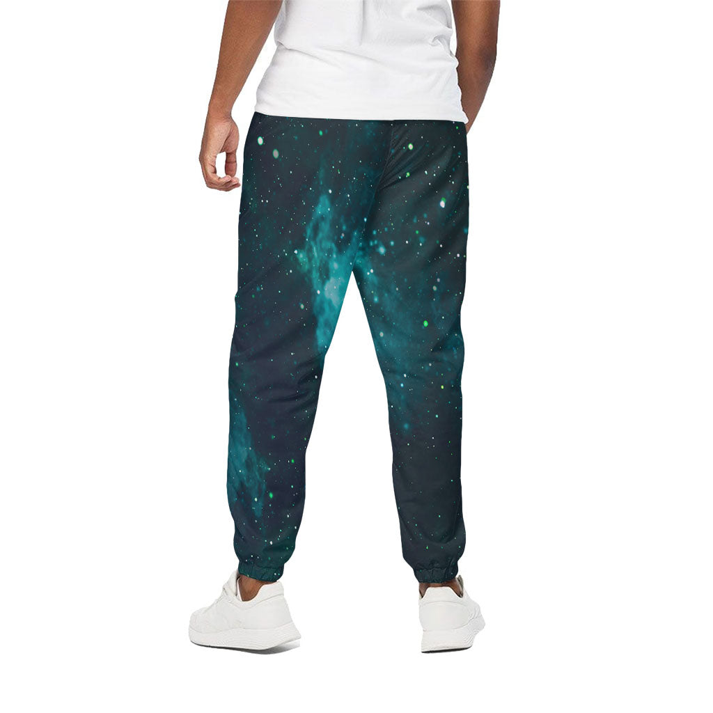 Dark Teal Galaxy Space Print Cotton Pants