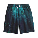 Dark Teal Galaxy Space Print Cotton Shorts