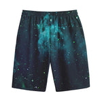 Dark Teal Galaxy Space Print Cotton Shorts