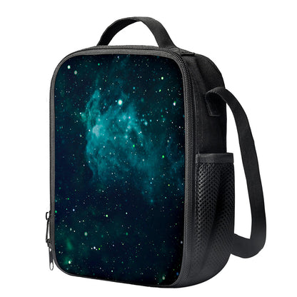 Dark Teal Galaxy Space Print Crossbody Lunch Bag