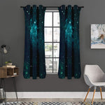 Dark Teal Galaxy Space Print Curtain
