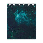 Dark Teal Galaxy Space Print Curtain