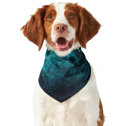 Dark Teal Galaxy Space Print Dog Bandana