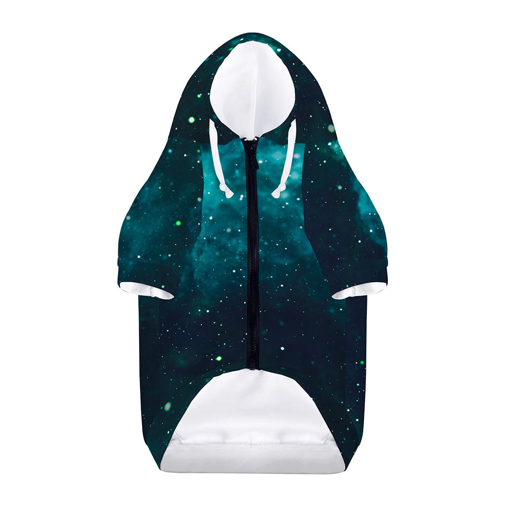 Dark Teal Galaxy Space Print Dog Zip Up Hoodie