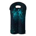 Dark Teal Galaxy Space Print Double Neoprene Wine Tote