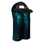 Dark Teal Galaxy Space Print Double Neoprene Wine Tote