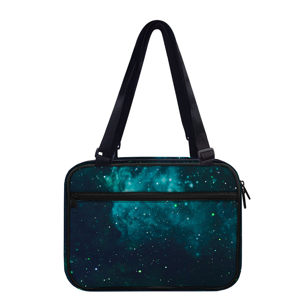 Dark Teal Galaxy Space Print Double Strap Bible Bag