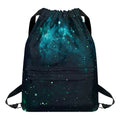 Dark Teal Galaxy Space Print Drawstring Backpack