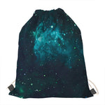 Dark Teal Galaxy Space Print Drawstring Bag