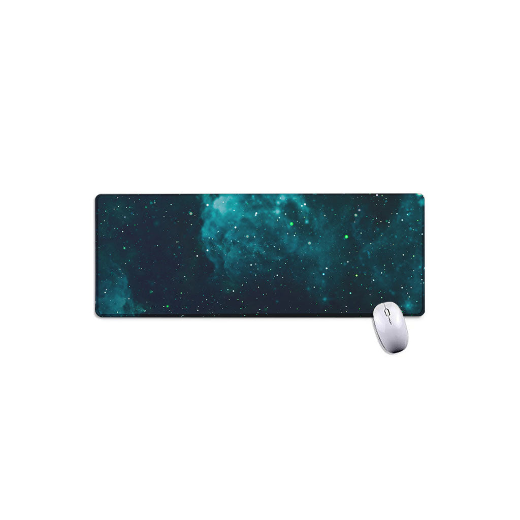 Dark Teal Galaxy Space Print Extended Mouse Pad