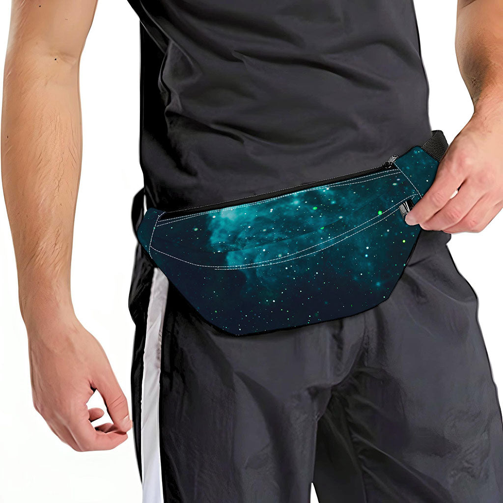 Dark Teal Galaxy Space Print Fanny Pack