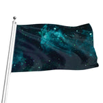 Dark Teal Galaxy Space Print Flag
