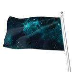 Dark Teal Galaxy Space Print Flag
