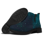 Dark Teal Galaxy Space Print Flat Ankle Boots