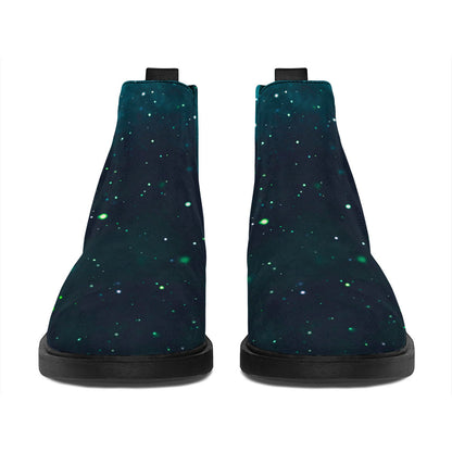 Dark Teal Galaxy Space Print Flat Ankle Boots