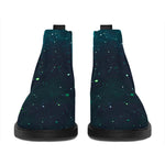 Dark Teal Galaxy Space Print Flat Ankle Boots