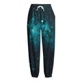 Dark Teal Galaxy Space Print Fleece Lined Knit Pants