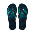 Dark Teal Galaxy Space Print Flip Flops