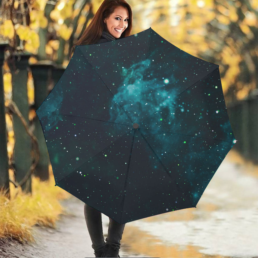 Dark Teal Galaxy Space Print Foldable Umbrella