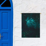 Dark Teal Galaxy Space Print Garden Flag