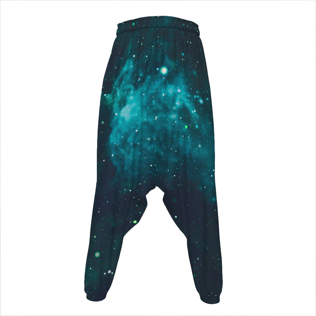 Dark Teal Galaxy Space Print Hammer Pants