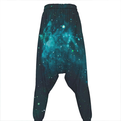 Dark Teal Galaxy Space Print Hammer Pants