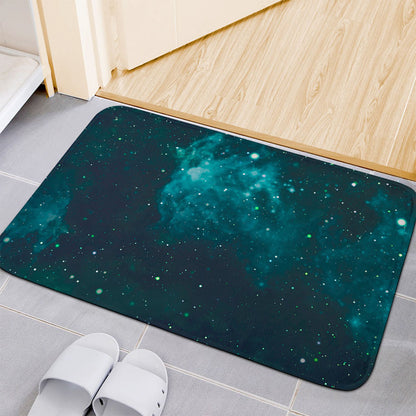 Dark Teal Galaxy Space Print Indoor Door Mat