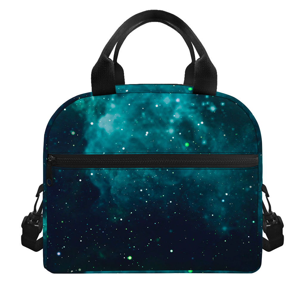 Dark Teal Galaxy Space Print Insulated Lunch Bag