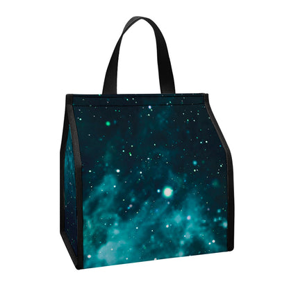 Dark Teal Galaxy Space Print Insulated Lunch Tote