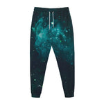 Dark Teal Galaxy Space Print Jogger Pants