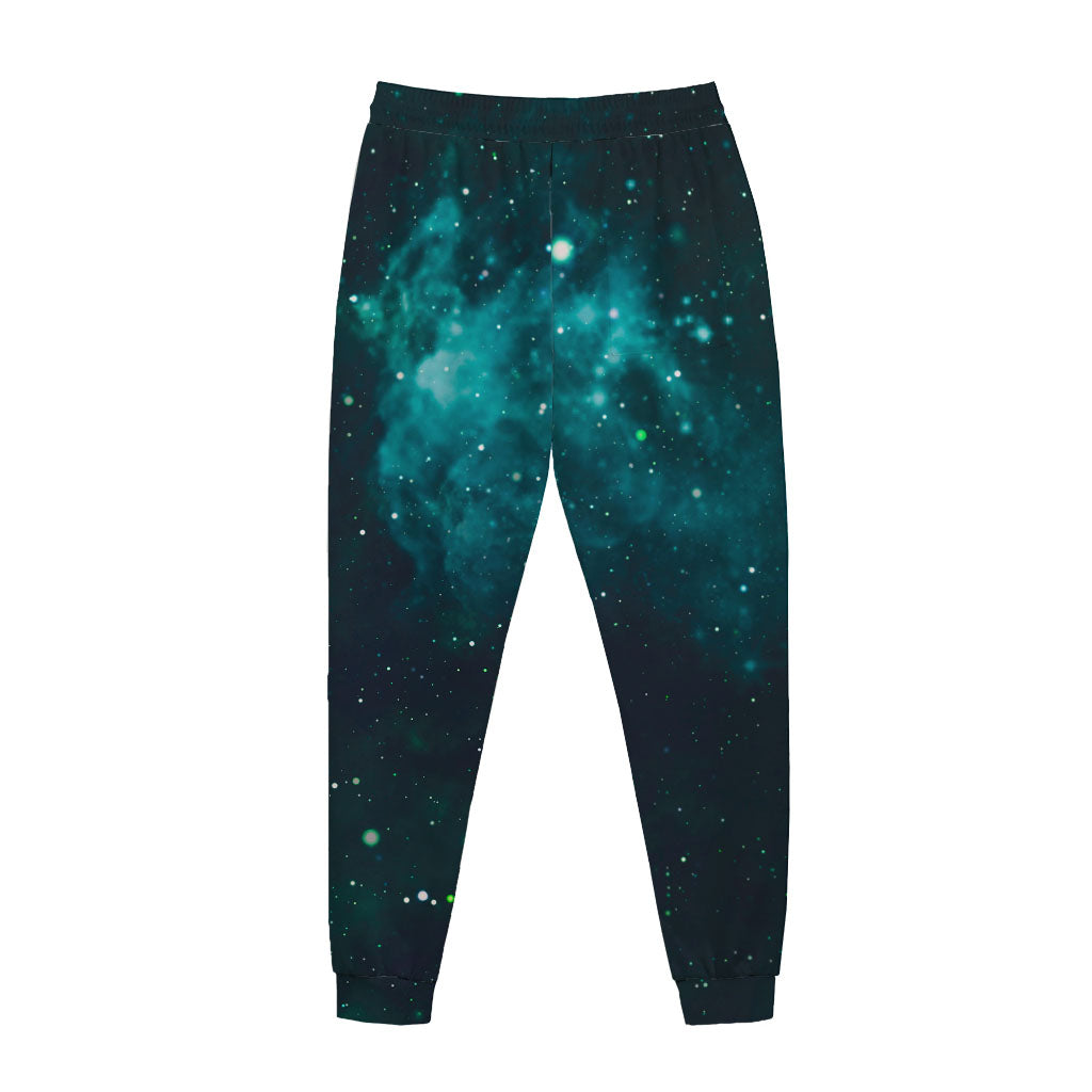 Dark Teal Galaxy Space Print Jogger Pants