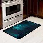 Dark Teal Galaxy Space Print Kitchen Mat