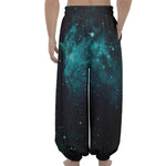 Dark Teal Galaxy Space Print Lantern Pants