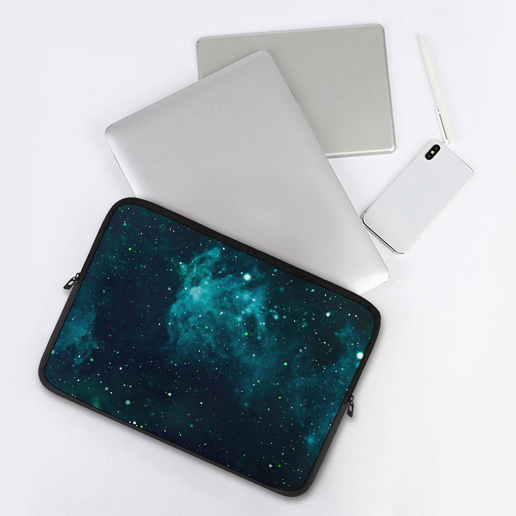 Dark Teal Galaxy Space Print Laptop Sleeve
