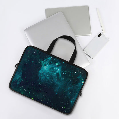 Dark Teal Galaxy Space Print Laptop Sleeve With Handle