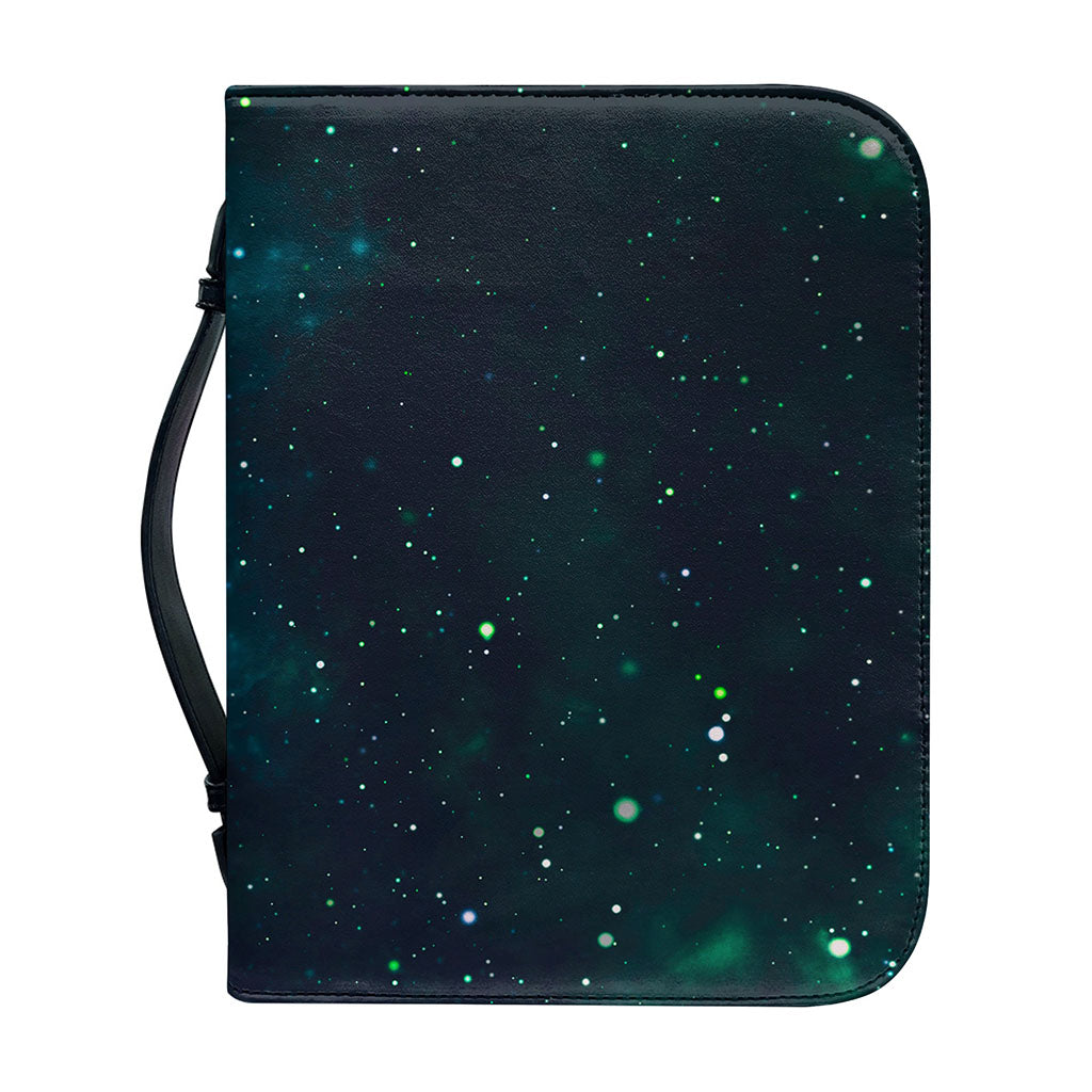 Dark Teal Galaxy Space Print Leather Bible Cover