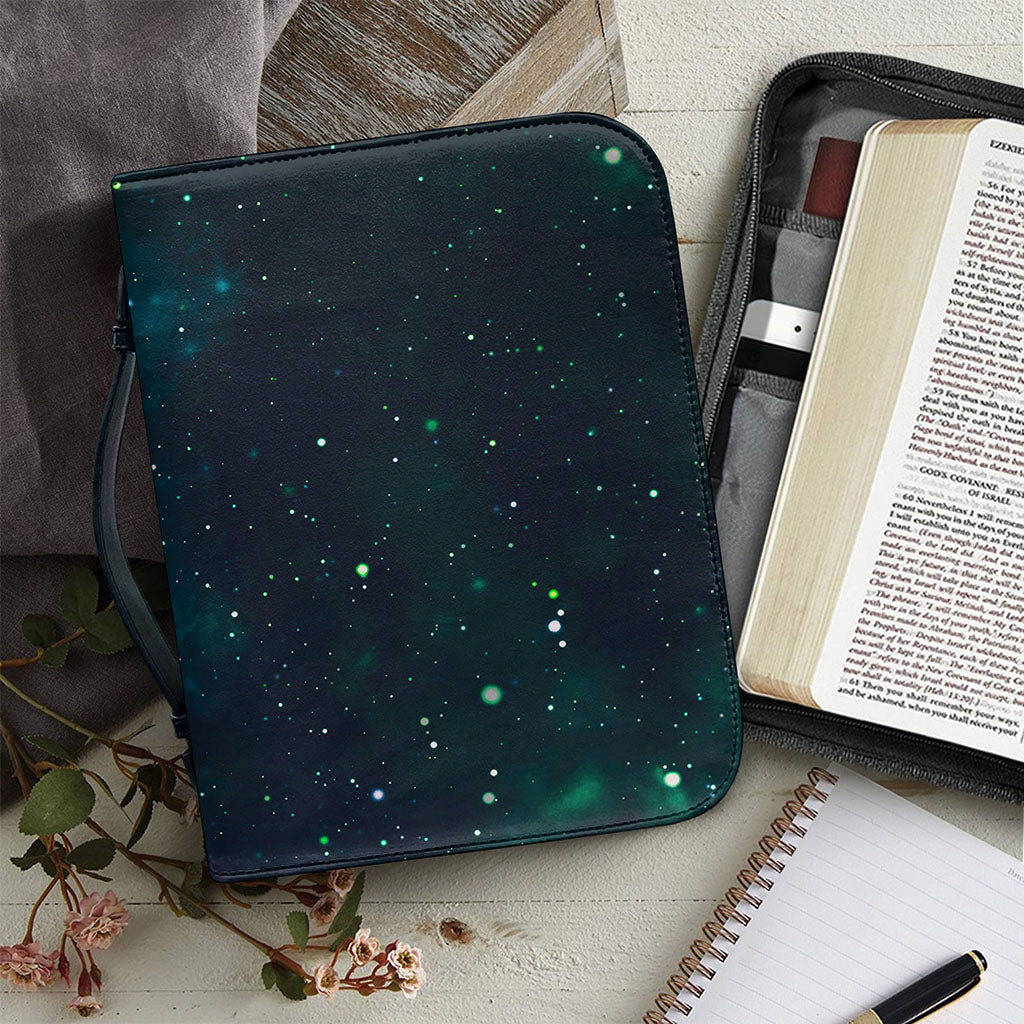 Dark Teal Galaxy Space Print Leather Bible Cover