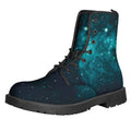 Dark Teal Galaxy Space Print Lace-Up Boots