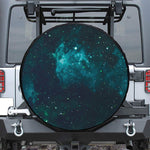 Dark Teal Galaxy Space Print Leather Spare Tire Cover
