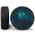 Dark Teal Galaxy Space Print Leather Spare Tire Cover