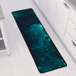 Dark Teal Galaxy Space Print Long Kitchen Mat
