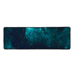 Dark Teal Galaxy Space Print Long Kitchen Mat